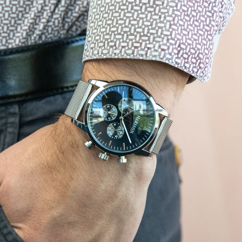 Harison Crew G0099SNS Stainless Steel Watch With Decorative Sub-Dials 2 Harison Crew G0099SNS Stainless Steel Watch With Decorative Sub-Dials - Image 2