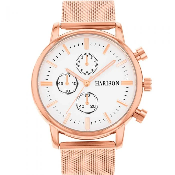 Harison Ezra GH025 Rose Gold-Plated Stainless Steel Watch With Decorative Sub-Dials 1 Harison Ezra GH025 Rose Gold-Plated Stainless Steel Watch With Decorative Sub-Dials